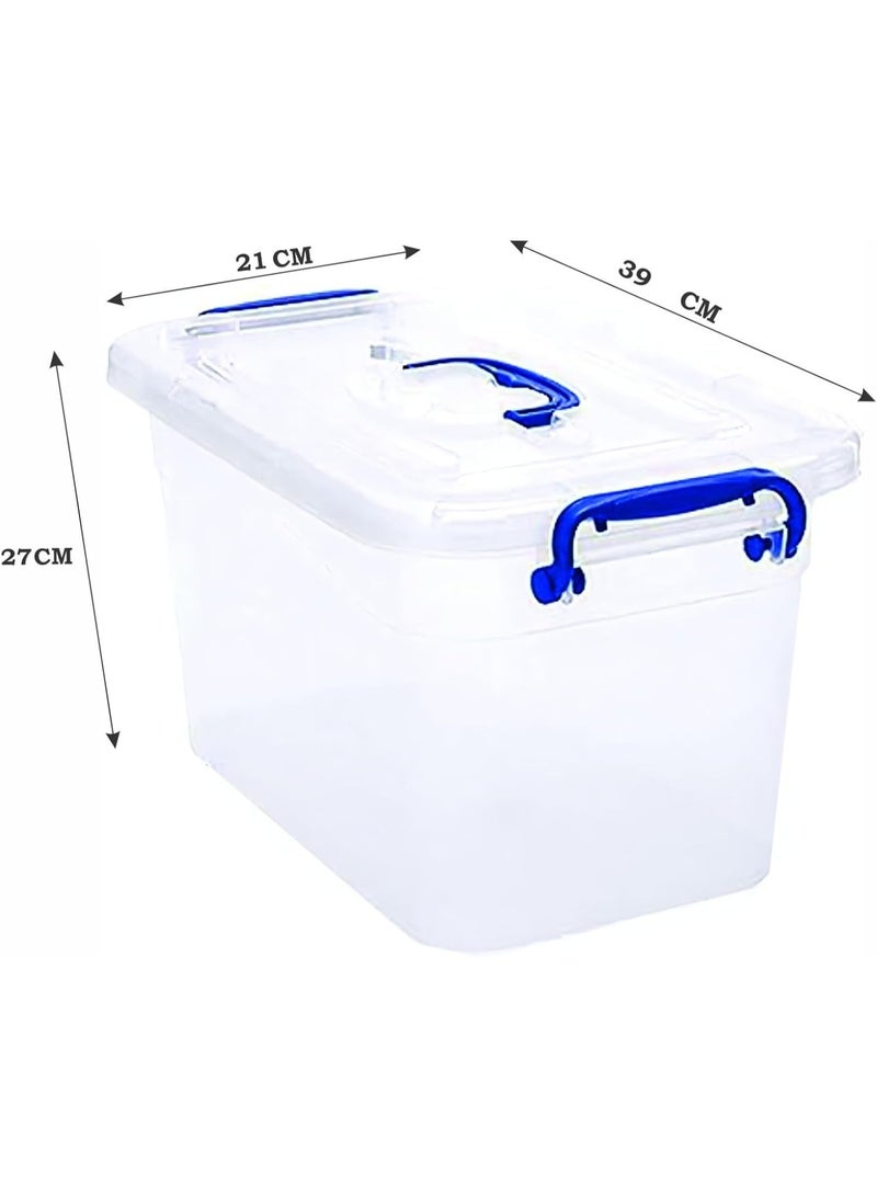 هيواري مجموعة صناديق تخزين بلاستيكية شفافة من 4 قطع من HIWARE سعة 15 لترًا مع أغطية قابلة للقفل | حاويات تنظيم شفافة للملابس والألعاب والأدوات والفنون والحرف اليدوية | حل تخزين قابل للتكديس مع مقابض (4 × 15 لترًا) - Image 2